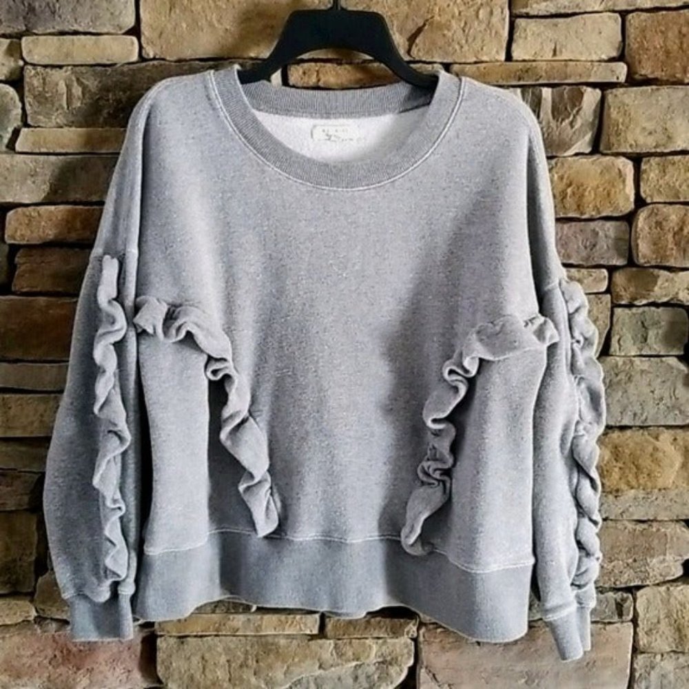 Madewell Gray Ruffle Sweatshirt